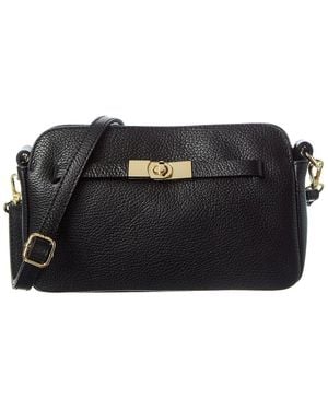 Italian Leather Crossbody - Black