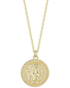 Sphera Milano 14k Over Silver Lion Medallion Necklace - Metallic