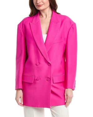 Valentino Wool & Silk-Blend Over Jacket - Pink