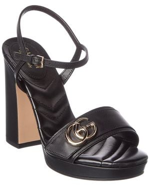 Gucci Double G Leather Sandal - Black