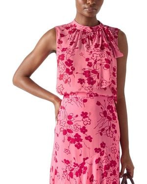 LK Bennett Rhoda Woven Top - Pink