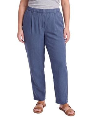 Eileen Fisher Plus Ankle Linen & Silk-Blend Pant - Blue