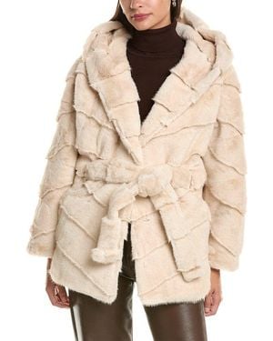 La Fiorentina Plush Faux Fur Jacket - Natural