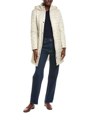 Via Spiga Box Quilt Walker Coat - Blue