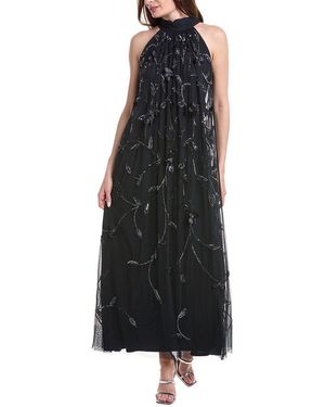 Adrianna Papell Bead Trapeze Maxi Dress - Black