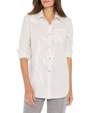 NIC+ZOE Subtle Shine Stripe Shirt - White