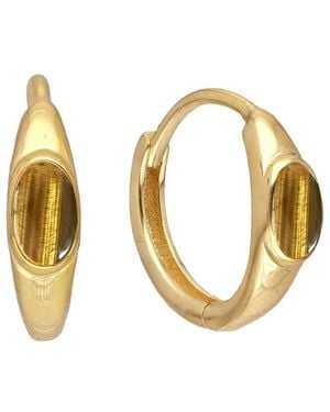 TIRAMISU 14K Plated 0.60 Ct. Tw. Tiger Eye Huggie Earrings - Metallic