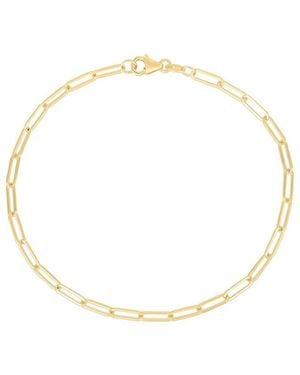 Italian Silver Piazza Di Spagna 14K Over Paperclip Link Anklet - Metallic