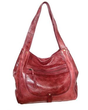 Nino Bossi Braylee Hand-Dyed Vintage Leather Satchel - Red