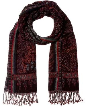 Saachi Floral Reversible Tassel Wool-Blend Scarf - Purple