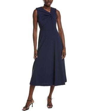 Anne Klein Twist Front A-Line Modern Midi Dress - Blue