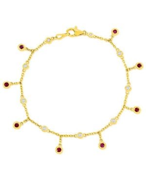 Jewels by Viomo 14K 0.99 Ct. Tw. Diamond & Ruby By The Yard Dangle Bracelet - Metallic