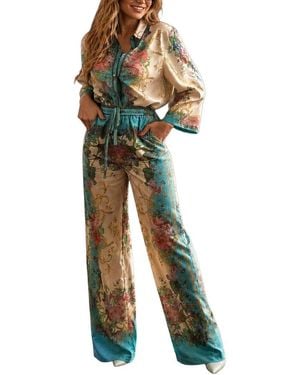 ENJOY PETRA Wellway 2Pc Shirt & Pant Set - Green