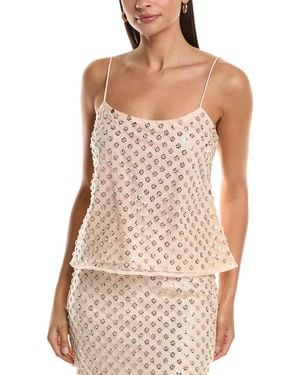 MILLY Rylan Sequin Embroidered Netting Tank - Pink