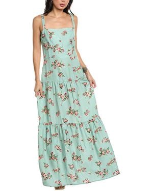 Seraphin Sleeveless Linen-Blend Maxi Dress - Blue