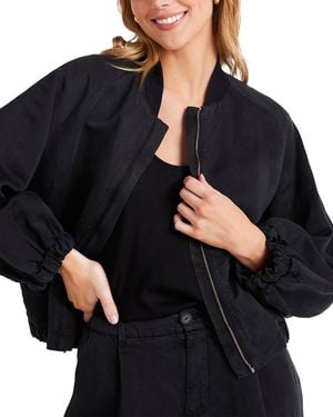 Bella Dahl Chloe Clean Linen-Blend Bomber Jacket - Black