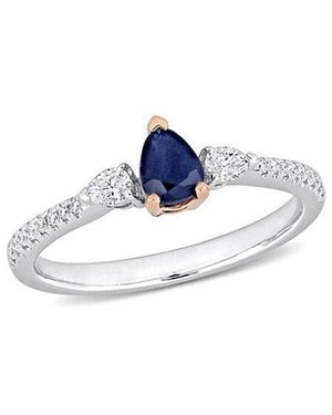 Diamond Select Cuts 14K Two-Tone 0.74 Ct. Tw. Diamond & Sapphire Ring - Blue