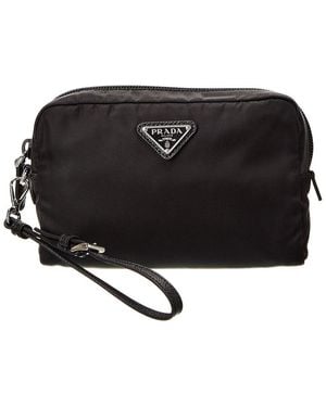 Prada Logo Nylon Pouch - Black