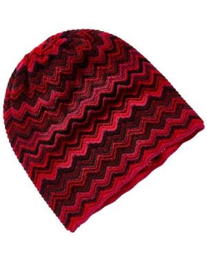 Forte Cashmere Zig Zag Stitch Cashmere Hat - Red