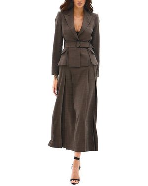 BGL 2pc Wool-blend Jacket & Skirt Set - Brown