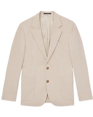 Reiss Bay Notch Seersucker Blazer - Natural