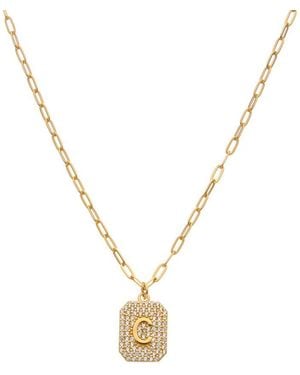 Argento Vivo Vermeil Cz C Initial Necklace - Metallic