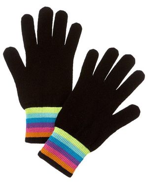 Brodie Cashmere Gradient Stripe Cashmere Gloves - Black