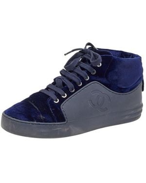 Chanel Rubber & Velvet Sneaker, Size 37.5 (Authentic Pre-Owned) - Blue