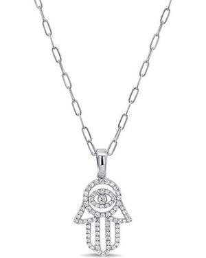 Sabrina Designs 14K 0.33 Ct. Tw. Diamond Hamsa Necklace - White