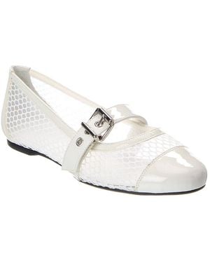 SCHUTZ SHOES Hanna Mesh & Patent Ballet Flat - White