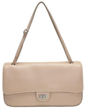 Tiffany & Fred Paris 33Cm Leather Flap Tote - Natural