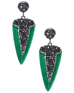 Eye Candy LA Fearless Green Dagger Shaped Stone With Pave Crystal Earrings