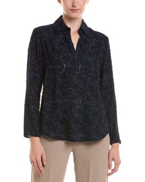 NIC+ZOE Petite Any Occasion Clipped Jacquard Top - Black