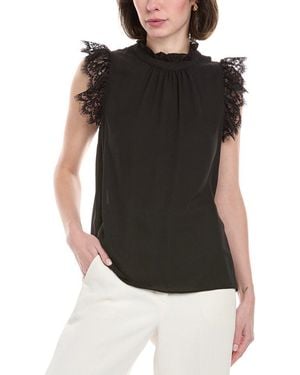 Catherine Malandrino Ruffle Lace Top - Black