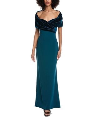 Badgley Mischka Crepe Column Gown - Blue