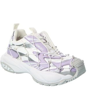 Versace Leather & Mesh Trainer - White