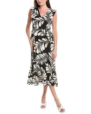 Anne Klein Linen-Blend Midi Dress - Black