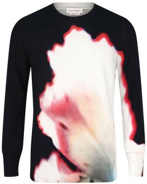 McQueen Solarized Flower-Print Pullover Jumper - Black