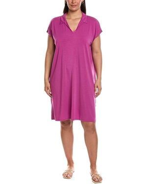 Eileen Fisher Classic Collar Midi Dress - Pink