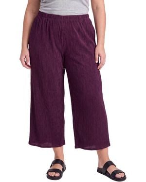 Eileen Fisher Woven Plissé Wide Pant - Purple
