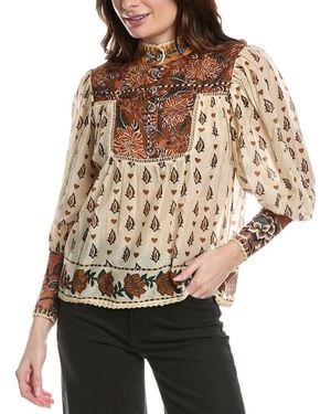 FARM Rio Peasant Blouse - Brown