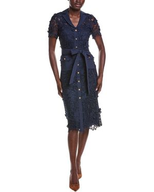 Badgley Mischka Lace Shirtdress - Blue