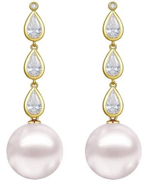 Kai Fine Jewelry 14K 1.50 Ct. Tw. Lab-Grown Diamond & 12-13Mm Pearl Drop Earrings - White