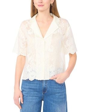 Vince Camuto Relaxed Collar Short Sleeve Button Down Shirt - White