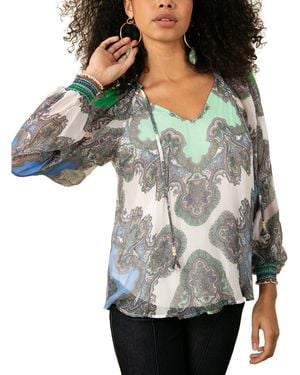 Hale Bob Willa Silk-Blend Blouse - Grey