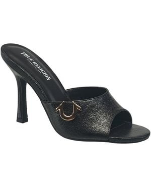 TRUE RELIGION Faux Leather Slip-On Heels - Black