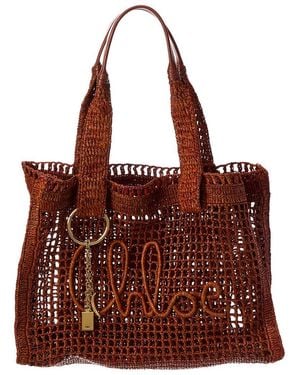 Chloé Summer Banana Raffia Tote - Brown