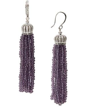 Saachi Crown Tassel Drop Earrings - Purple