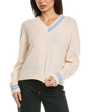 Brodie Cashmere J'Adore La Mer V-Neck 100% Cashmere Jumper - Natural