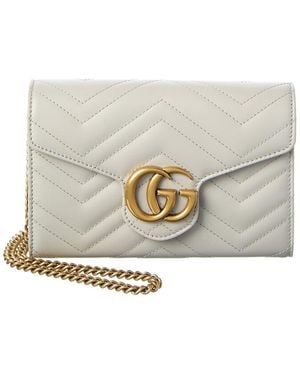 Gucci Gg Marmont Matelasse Leather Wallet On Chain - Grey